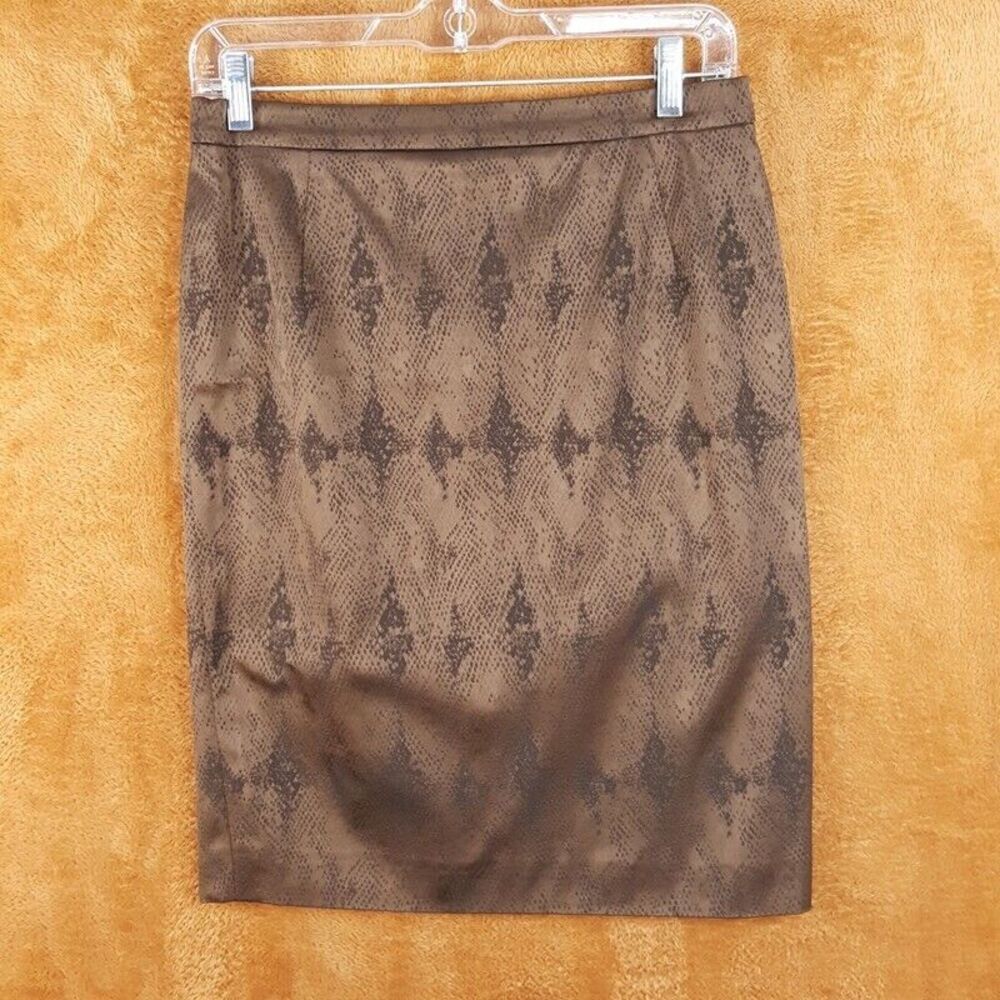 ESCADA Womens Skirt Size 38 Brown Pencil Snakeskin Print Stretch Knee Length